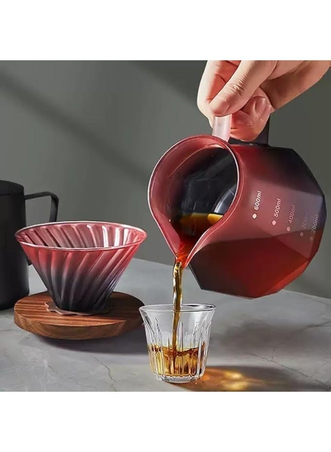 ماكينة تحضير القهوة بالتنقيط بسعة 600 مل من زجاج البوروسيليكات مع فلتر قهوة ومقبض خشب الجوز وغطاء زجاجي، مثالية للمنزل والمكتب والمقاهي - Image 3