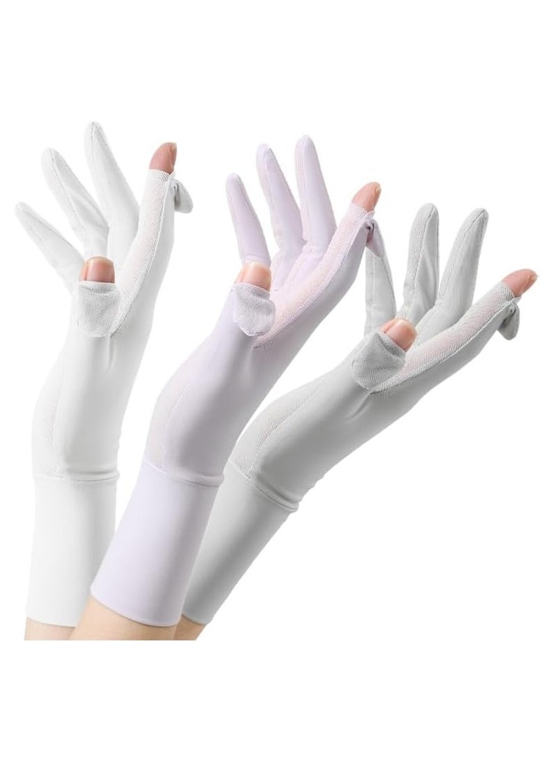 general 3 pairs of gloves in different colors,white - Grey - pink Anti-Sweat, UV Protection, Touchscreen Compatible - Image 1