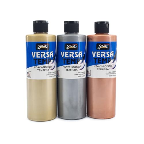 Sax - 1440731 Versatemp Heavy-Body Metallic Tempera Paint, 1 Pint, Assorted Colors, Set of 3 - Image 5