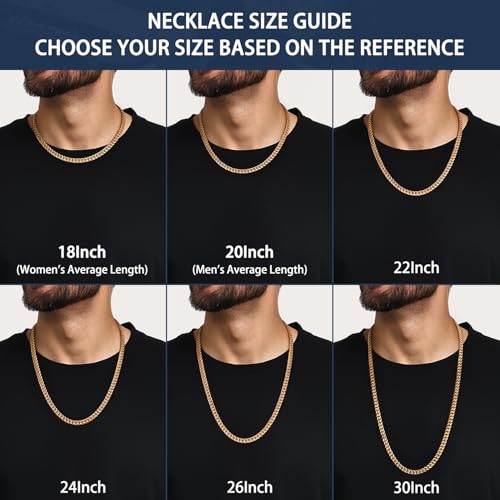 Jewlpire Gold Chain for Men, 6mm Mens Necklace Cuban Link Chain for Men 18K Gold Plated Mens Gold Chain 20 Inch - Image 4