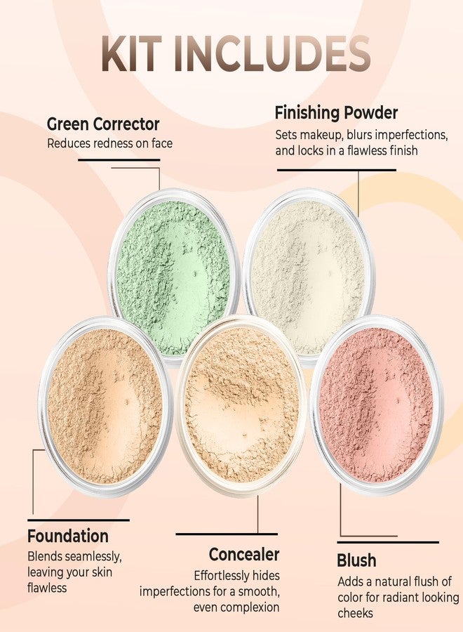 Sweet Face Minerals 5pc KIT Mineral Makeup Bare Face Set Full Coverage Concealer Blush Foundation Illuminating Powder (Fair Shade 2) - Image 2