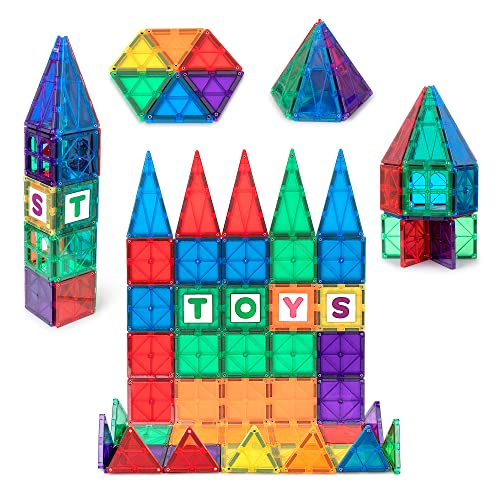 Playmags Magnetic Tiles for Kids 60 Pc Magnet Blocks with ABC Clickins STEM Development Building Toys for Boys Girls  Toddlers - Image 1