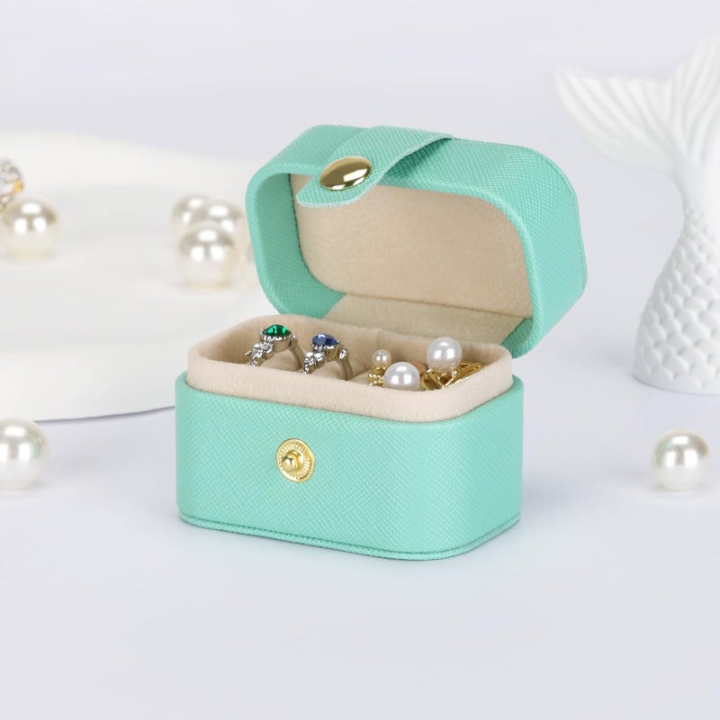 KUKUVR Small Travel Jewelry Box For Ring Stud Earring, Mini Jewelry Ring Holder for Multiple Rings, Portable Jewelry Storage Organizer Case (Blue) - Image 3