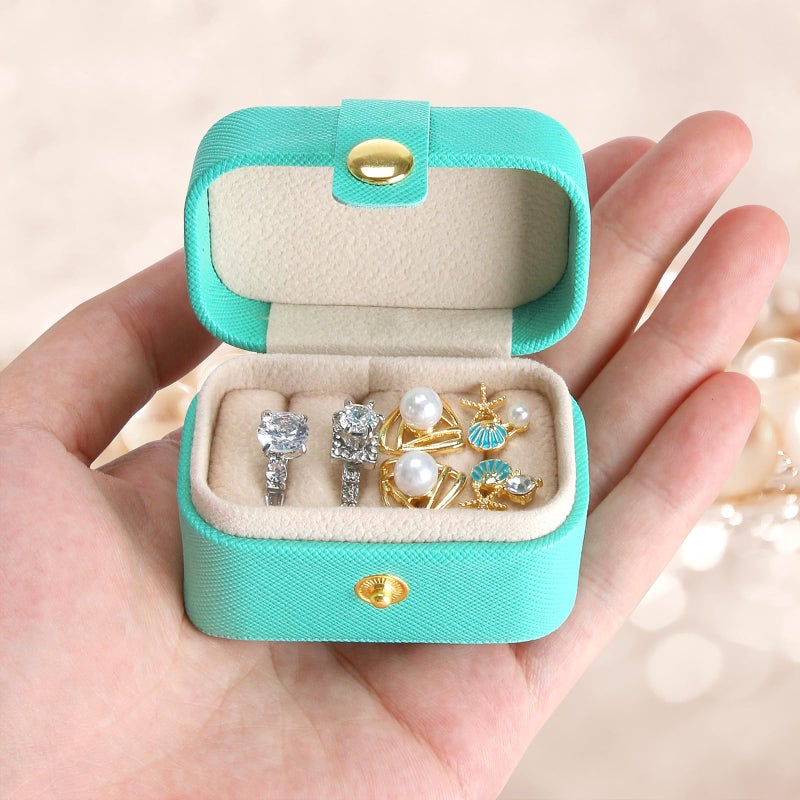 KUKUVR Small Travel Jewelry Box For Ring Stud Earring, Mini Jewelry Ring Holder for Multiple Rings, Portable Jewelry Storage Organizer Case (Blue) - Image 1
