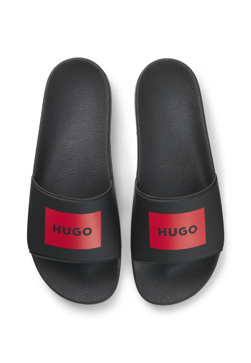 HUGO black Slides with logo strap for Men | Best Price UAE