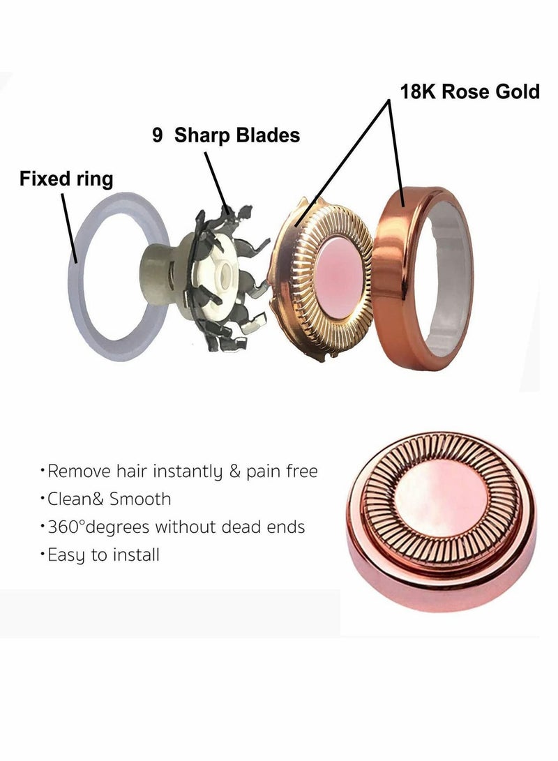 NIBEMINENT Facial Hair Remover Replacement Heads18K Rose Gold Plated Blade Head Perfect for First Gen NOT Compatible Next Finishing Touch Flawless As Seen On TV6 Count 1 Brush - Image 4