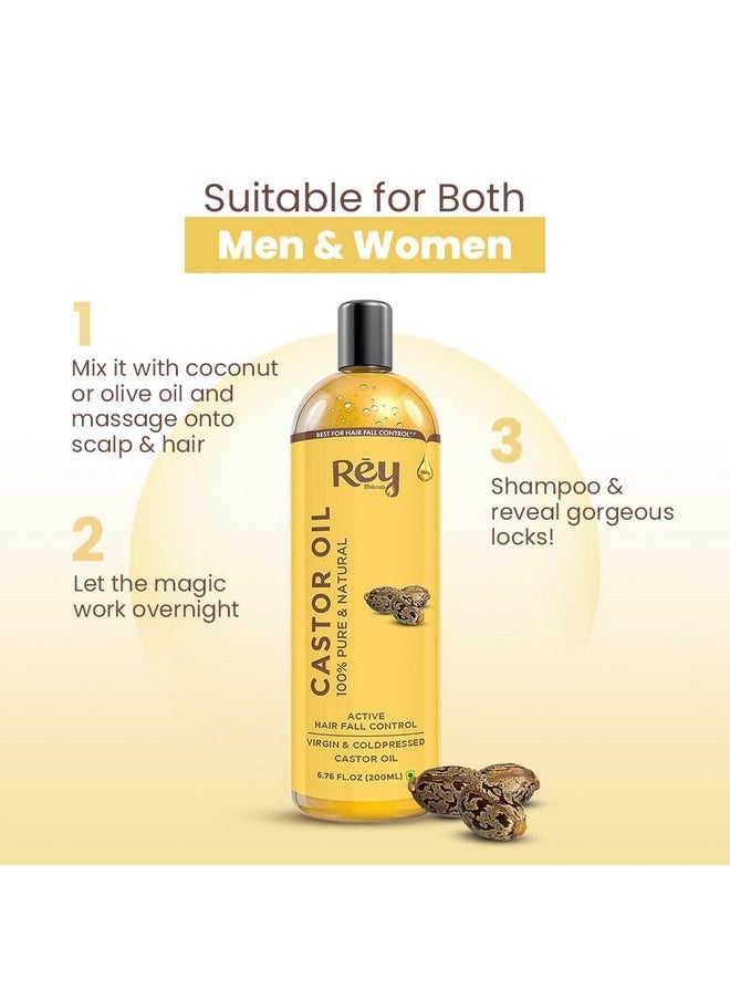 Rey Naturals - Castor Oil For Skin Massage | Castor Oil For Face | Castor Oil For Eyebrow Growth | Castor Oil For Eyelashes | Castor Oil For Hair Growth | Castor Oil Cold Pressed - 200 Ml X 2 - Image 1