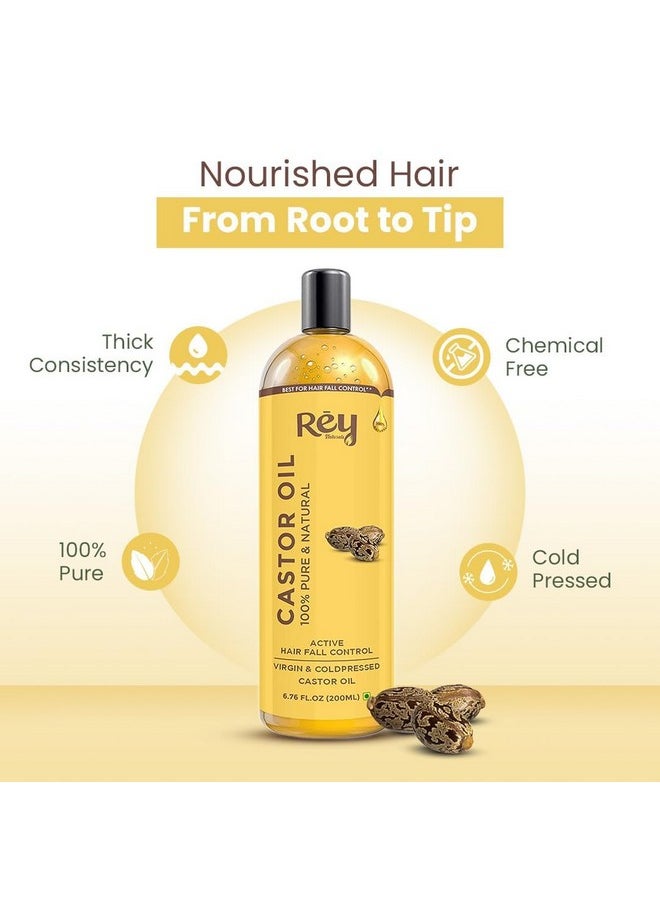 Rey Naturals - Castor Oil For Skin Massage | Castor Oil For Face | Castor Oil For Eyebrow Growth | Castor Oil For Eyelashes | Castor Oil For Hair Growth | Castor Oil Cold Pressed - 200 Ml X 2 - Image 1