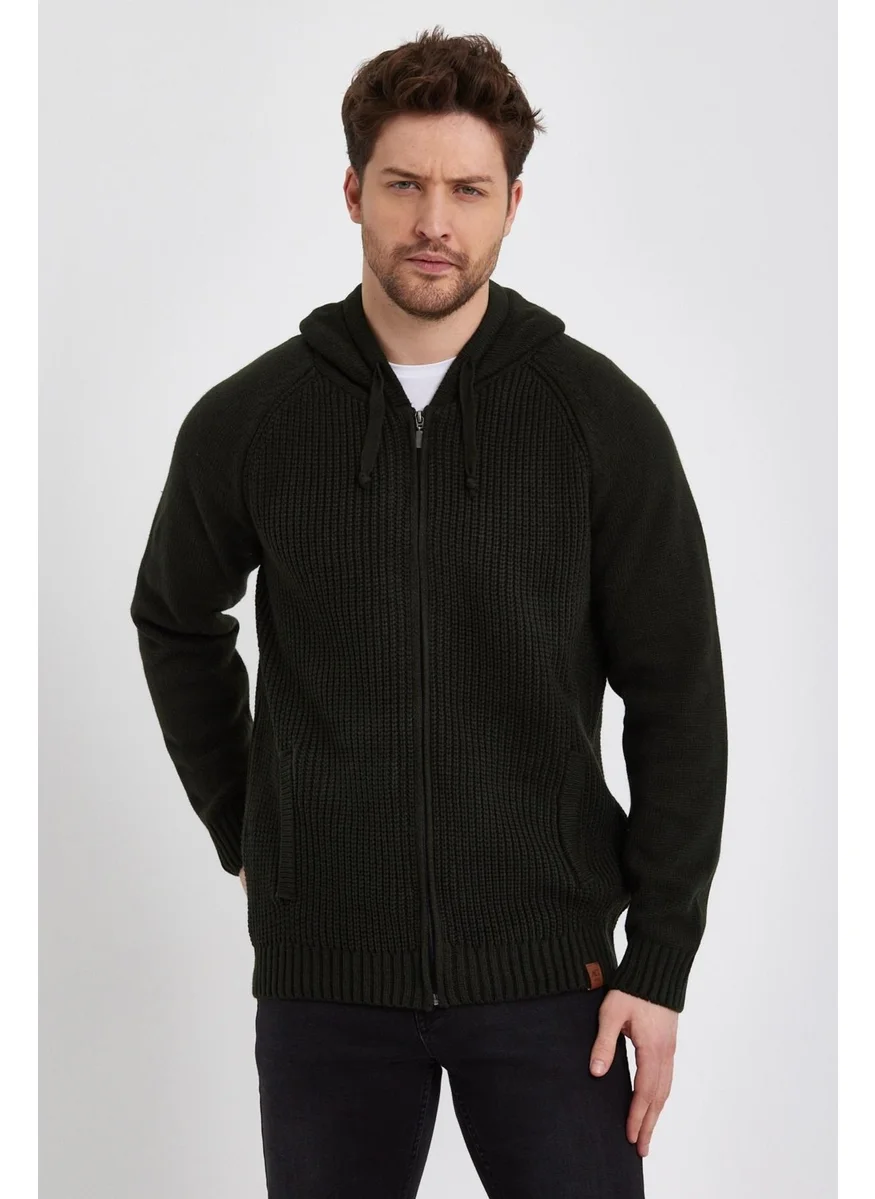 Alexander Gardi Zippered Long Sleeve Hooded Knitted Cardigan (E22-5716)