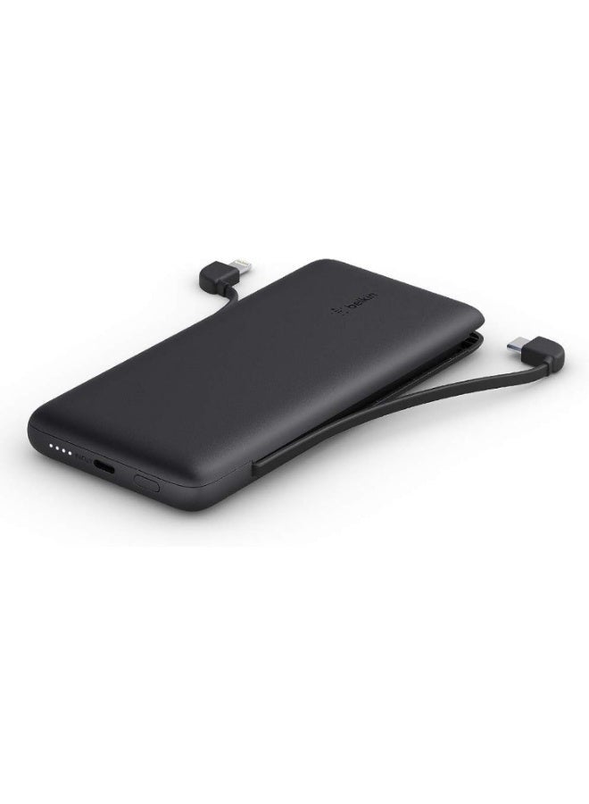 بيلكين شاحن متنقل Belkin BOOSTCHARGE Plus بقدرة 10000 (10000 مللي أمبير في الساعة مع Lightning مدمج (MFI) وكابلات USB-C مدمجة ومنفذ شحن USB-C إضافي) - أسود أسود - Image 1