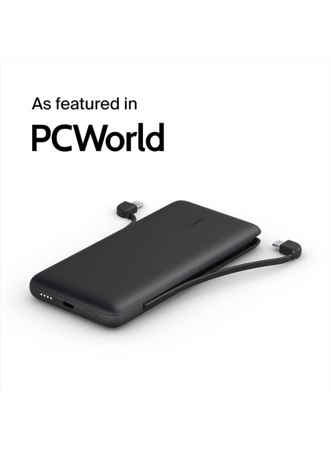 بيلكين شاحن متنقل Belkin BOOSTCHARGE Plus بقدرة 10000 (10000 مللي أمبير في الساعة مع Lightning مدمج (MFI) وكابلات USB-C مدمجة ومنفذ شحن USB-C إضافي) - أسود أسود - Image 2