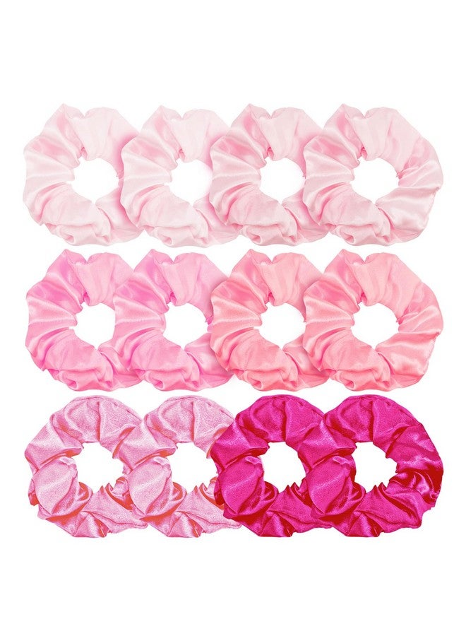 KICOSY Pink Silk Hair Scrunchies for Women Girls 12Pcs Bulk for Thick Hair No Damage Hair Ties Accessories - Image 1