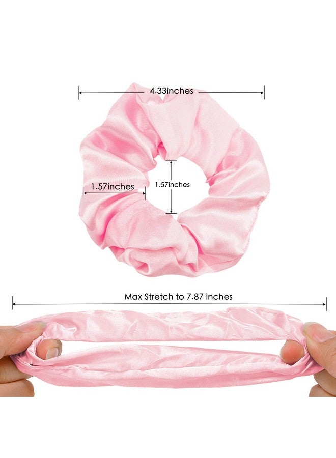 KICOSY Pink Silk Hair Scrunchies for Women Girls 12Pcs Bulk for Thick Hair No Damage Hair Ties Accessories - Image 4