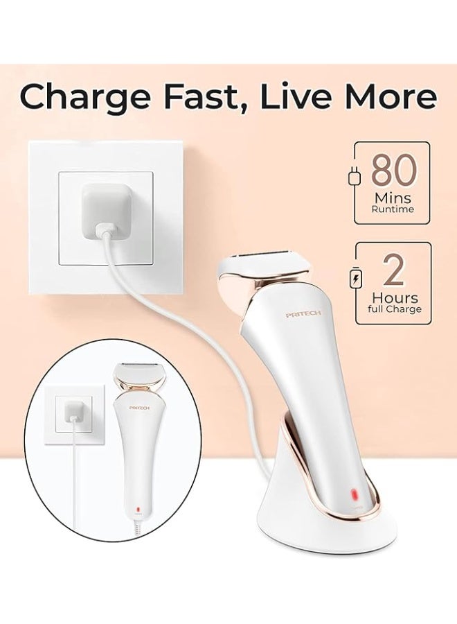 PRITECH Electric Shaver for Women,Ladies Shaver,Lady Razor for Legs,Arm,Underarm,Bikini,USB Rechargeable Razor Wet&Dry Cordless for Woman - Image 3
