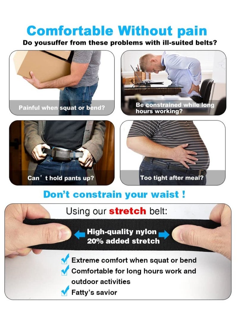 SOLARAE Belt Men, 2 Pack Elastic golf belts for men, Nylon Ratchet Belt Mens Belts Casual, Adjustable Trim to Fit - Image 3