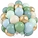 Paeyeq Dusty Blue Green Balloons 60 Pcs 12 Inch Haze Fog Blue Sage Green Balloons with Sand White Metallic Gold Balloon for Boho Baby Shower Wedding Birthday Engagement Bridal Shower Party Decoration - Image 2