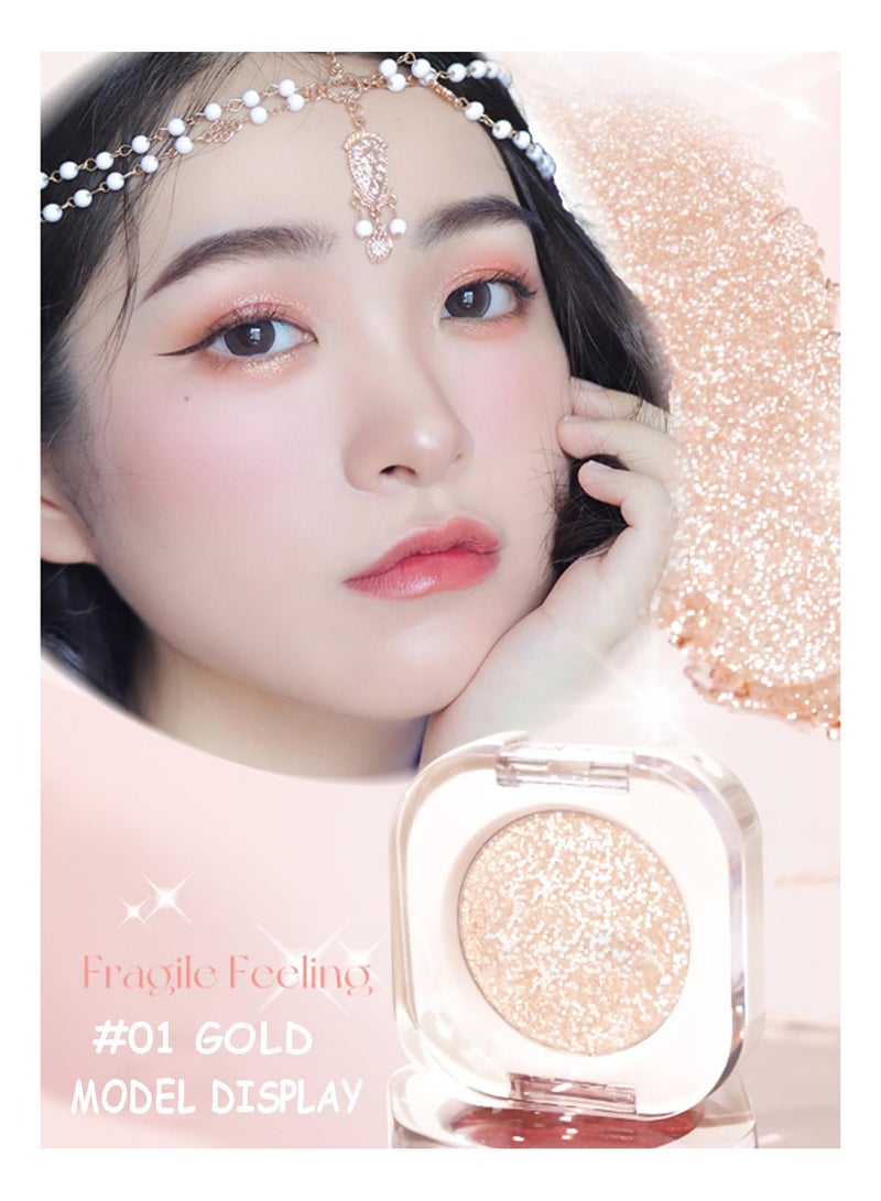 SYOSI Single Glitter Eyeshadow, Matte Sparkly Champagne Gold Metallic Silver Shimmer, Ultra-fine Lightweight Powder, Multiuse Blendable Eyeshadow Highlighter, Glossy Korean Eyes Makeup (2 pack 2 color) - Image 3