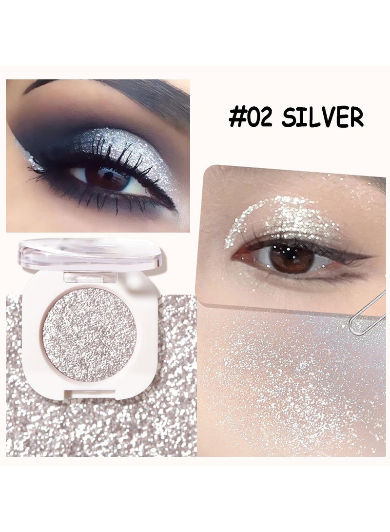 SYOSI Single Glitter Eyeshadow, Matte Sparkly Champagne Gold Metallic Silver Shimmer, Ultra-fine Lightweight Powder, Multiuse Blendable Eyeshadow Highlighter, Glossy Korean Eyes Makeup (2 pack 2 color) - Image 4