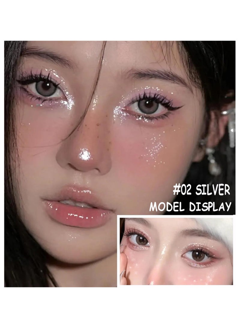 SYOSI Single Glitter Eyeshadow, Matte Sparkly Champagne Gold Metallic Silver Shimmer, Ultra-fine Lightweight Powder, Multiuse Blendable Eyeshadow Highlighter, Glossy Korean Eyes Makeup (2 pack 2 color) - Image 5