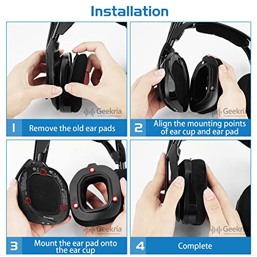 Geekria Comfort Hybrid Velour Replacement Ear Pads for Astro A50 Gen 3 Headphones, Ear Cushions (Black) - Image 5