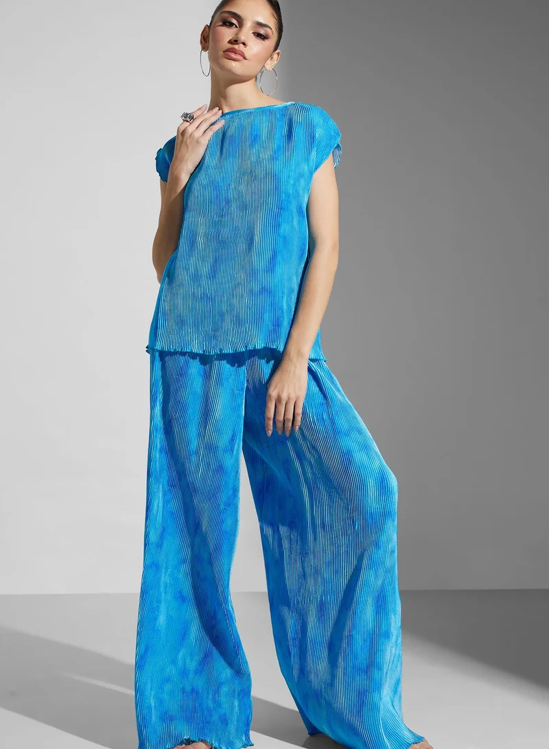 SINOIR Wide Leg Printed Pants
