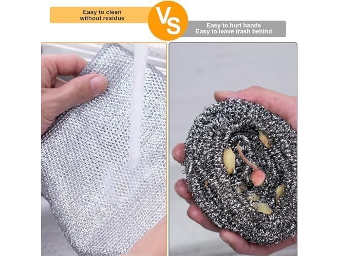 VALITUDO Non-Scratch Dish Wash Cloth (Pack of 10), Steel Wire Dishwashing Rags for Wet and Dry Stainless Steel Scrubber Non-Scratch Wire Dishcloth for Washing Dishes Sinks Counters (10) - Image 2