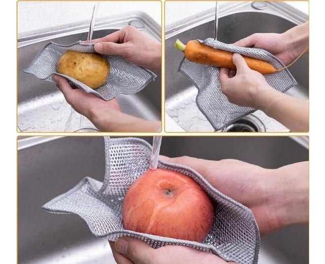 VALITUDO Non-Scratch Dish Wash Cloth (Pack of 10), Steel Wire Dishwashing Rags for Wet and Dry Stainless Steel Scrubber Non-Scratch Wire Dishcloth for Washing Dishes Sinks Counters (10) - Image 4