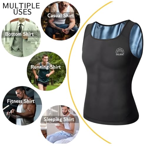 OLSIC Polyester Man Sweat Shaper and Sliming Vest for Weight Loss, Exercises and Fitness Fat Burning Shaper for Man & Women (Black, L) - Image 3