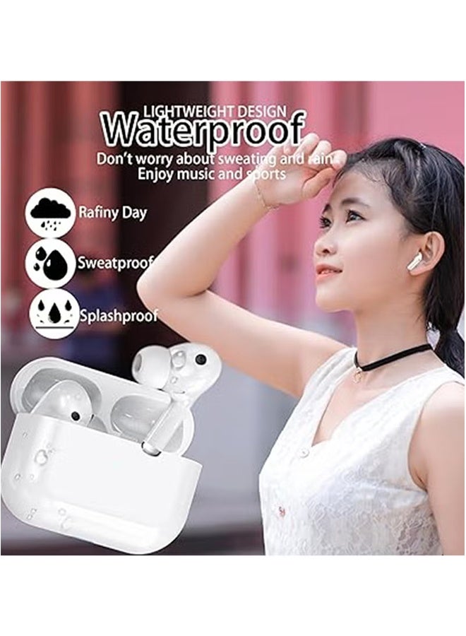 True Wireless Earphones Bluetooth 5.3 Microphone Noise Cancellation Waterproof High-Fidelity Stereo Sound Long-Lasting Battery Automatic Pairing Compatible, White  - Image 4