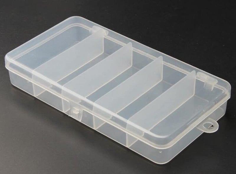 Jilukibo 3 Pack 5 Grid Clear Plastic Fishing Tackle Accessory Box Container, Clear Tiny Fishing Lure Bait Hooks Storage Box for Jewelry Making Organizer (7.08 x 3.74 x 1.18inch) - Image 2