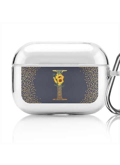 Classic Clear printed Case for Apple AirPods Pro 2nd Generation Thin Transparent Cover - Custom Monogram Initial Letter Mandala Floral Pattern Alphabet - I (Grey )
