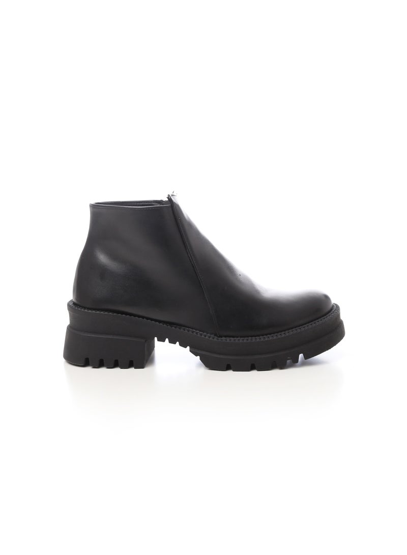 Mr.joe Side Zipper Leather Ankle Boots Black - Image 1