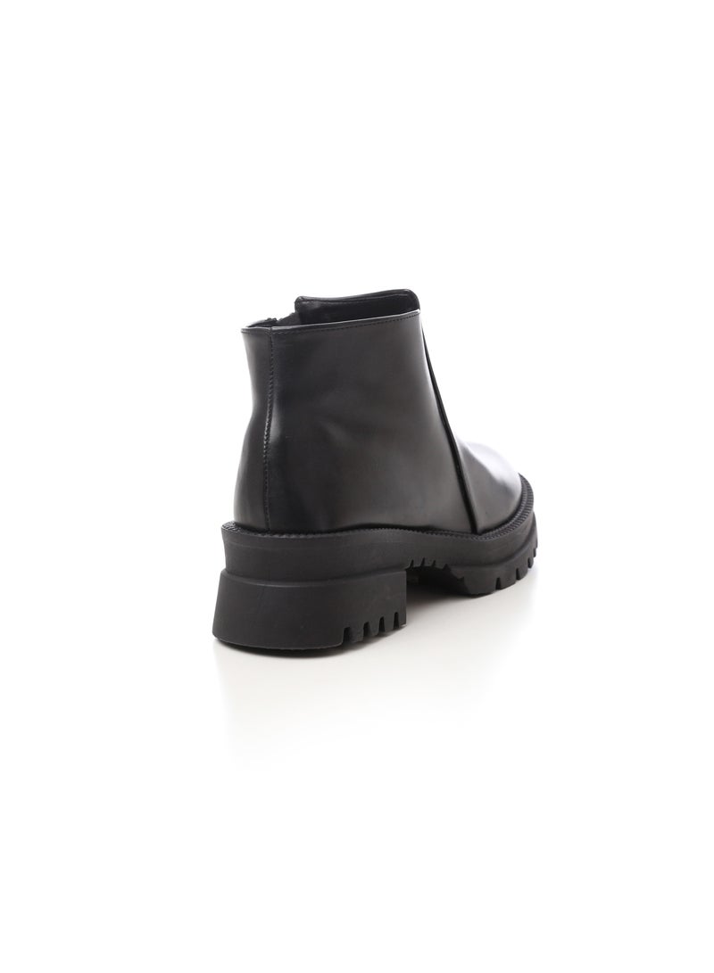 Mr.joe Side Zipper Leather Ankle Boots Black - Image 4