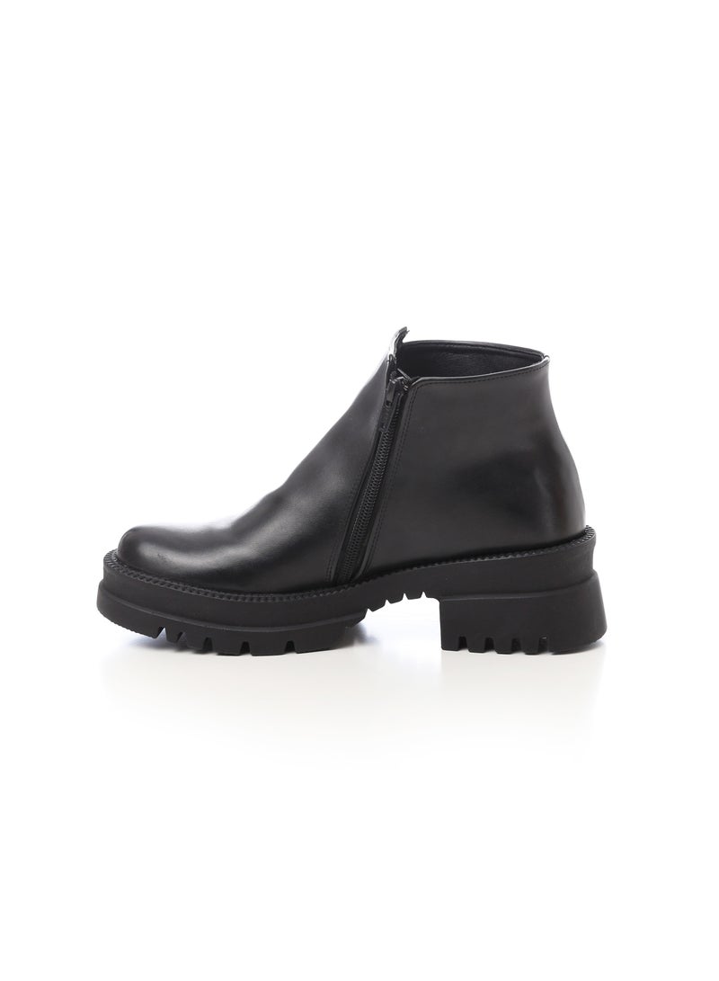 Mr.joe Side Zipper Leather Ankle Boots Black - Image 2