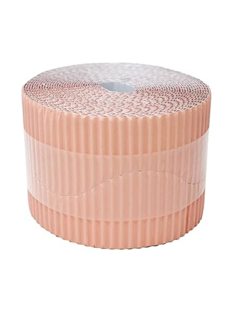 Terabyte Corrugated Display Borders for School Classroom Decorations,Border Rolls for Displays Border Rolls Corrugated Backing Paper for Wall Displays School (Width 10cm x  Length 15cm) Peach Color - Image 1