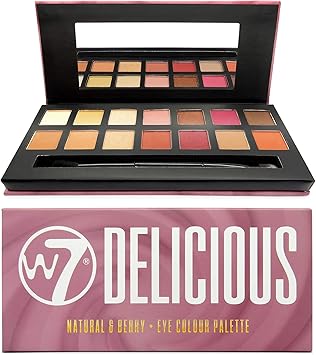 W7 Delicious Eyeshadow Palette 14 Natural Berry Toned Colors Flawless LongLasting Makeup - Image 1