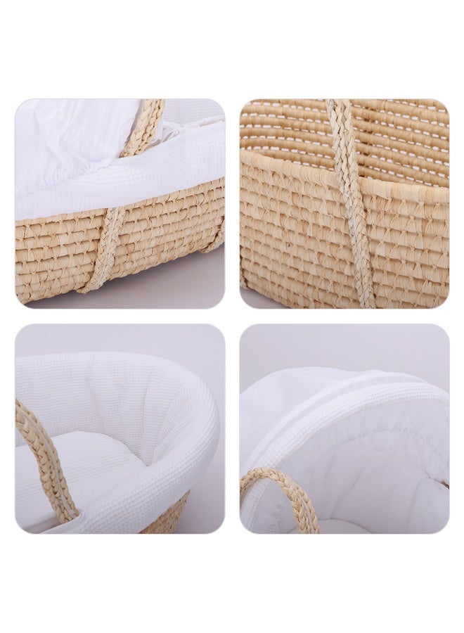 TEKNUM Moses Basket with Waffle Beddings and Mattress - White - Image 4
