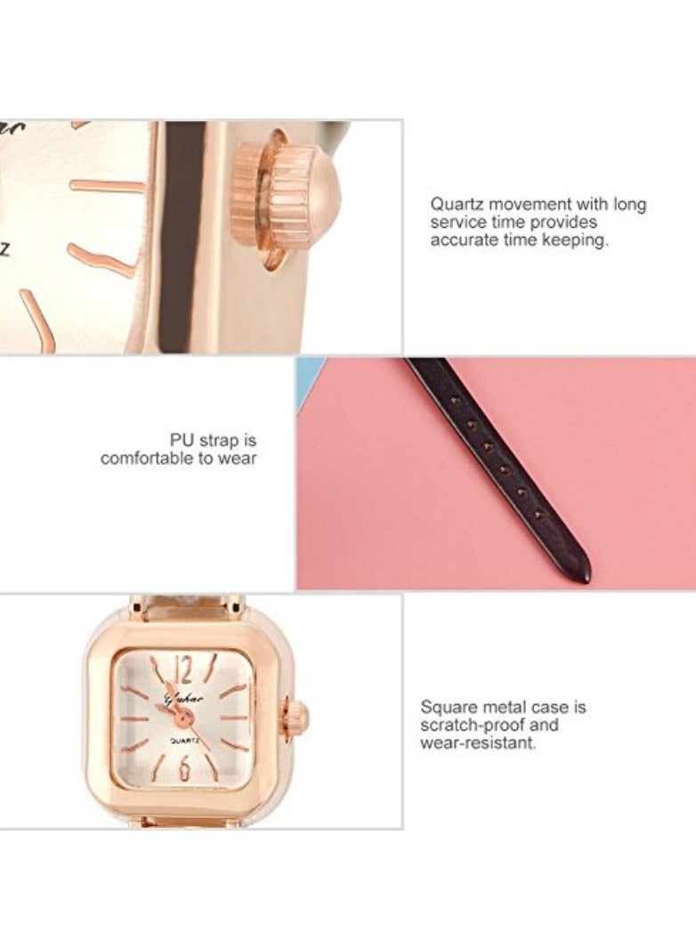 Fashionable Female Quartz Wrist Watch, Analog PU Strap Wristwatch Quartz Watch Casual PU Strap Watch Fashion Wristwatch Chic Wristwatch Stylish Timepiece with Elegant Design for Women - Image 2