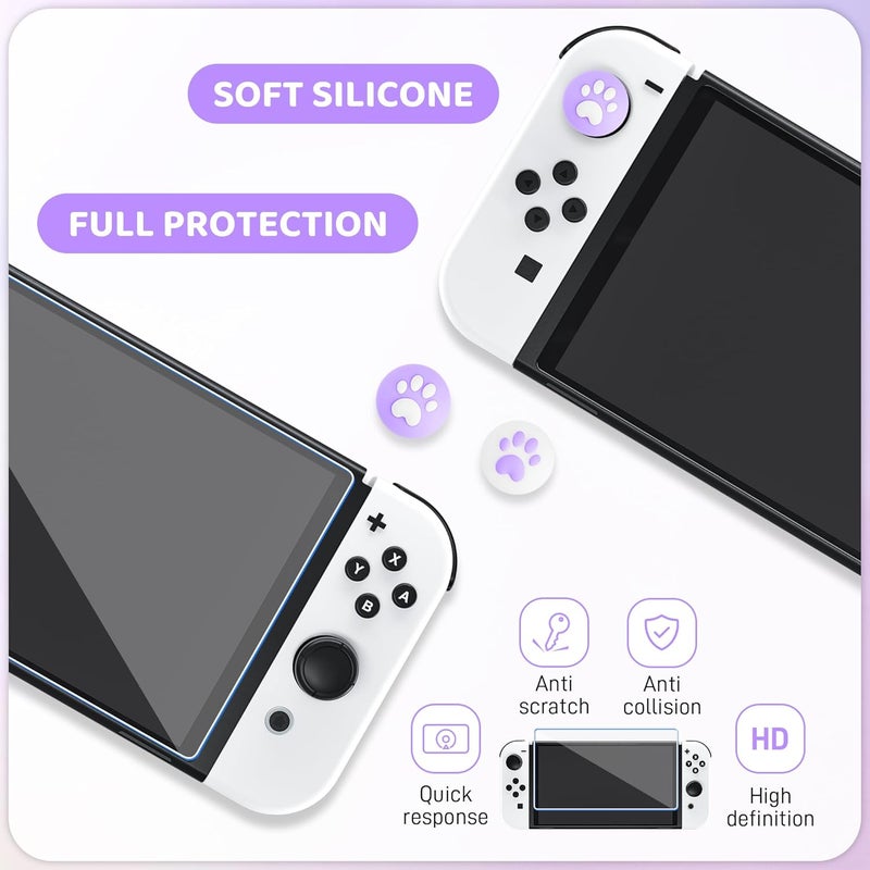 مجموعة حقيبة حمل يونيكورن لطيفة من RHOTALL لجهاز Nintendo Switch Oled، حقيبة تخزين أرجوانية لجهاز Switch Oled وملحقات مع واقي، حامي شاشة، حزام كتف قابل للتعديل وغطاءين للإبهام. - Image 5