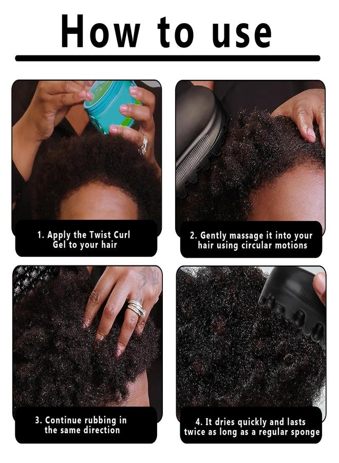 hinbkenla Twist King Sponge,Hair Sponges For Black Men Curls For Afro Hair, Washable Curl Sponge Styling Tool Durable Curling Comb For Men Women Boy Girl Long Short Black (Small Tooth) - Image 3