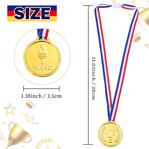 Caydo 100PCS Gold Medals for Awards, Plastic Gold Medal for Children's Game Prizes, School Sports Games, Competitions, Family Gatherings, Gold Medals for Kids - Image 2