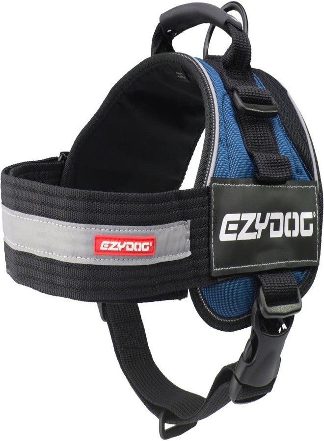 EzyDog Convert Dog Harness - Trail-Ready Rugged Harness for Walking, Hiking & Outdoors with Reflective Piping, Badge Attachment Points, Traffic Handle, & Comfort Lining (Small, Blue) - Image 1