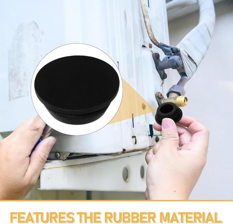 10Pcs 2 4X2 4cm Black Round Rubber AC Drain Hole Plugs For Mini Split And Window Air Conditioners - Image 3