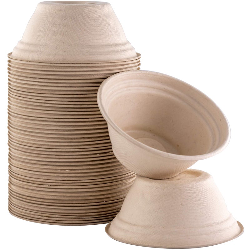 Mini RestaurantGrade Small 8 oz Bowls Bulk 50Pk Great for Ice Cream Chili or Soup Disposable Compostable Bowls are AllergenFree Leakproof and Microwave Safe for Hot or Cold Use