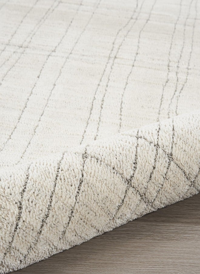 Nourison Home Santa Cruz Abstract Ivory Grey 2'2" x 7'6 Area Rug, Easy-Cleaning, Non Shedding, Bed Room, Living Room, Dining Room, Kitchen (2x8) - Image 5