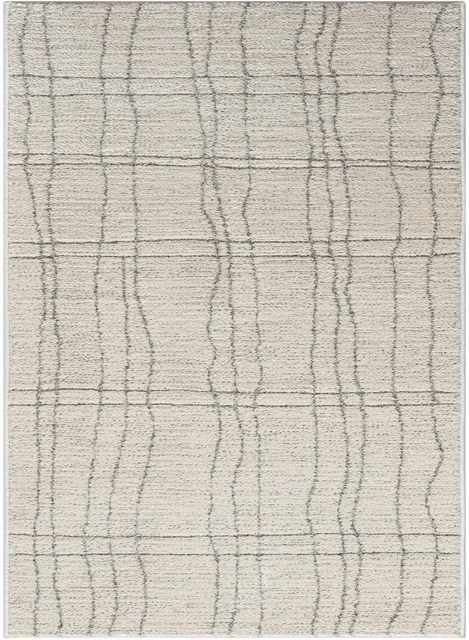 Nourison Home Santa Cruz Abstract Ivory Grey 2'2" x 7'6 Area Rug, Easy-Cleaning, Non Shedding, Bed Room, Living Room, Dining Room, Kitchen (2x8) - Image 2