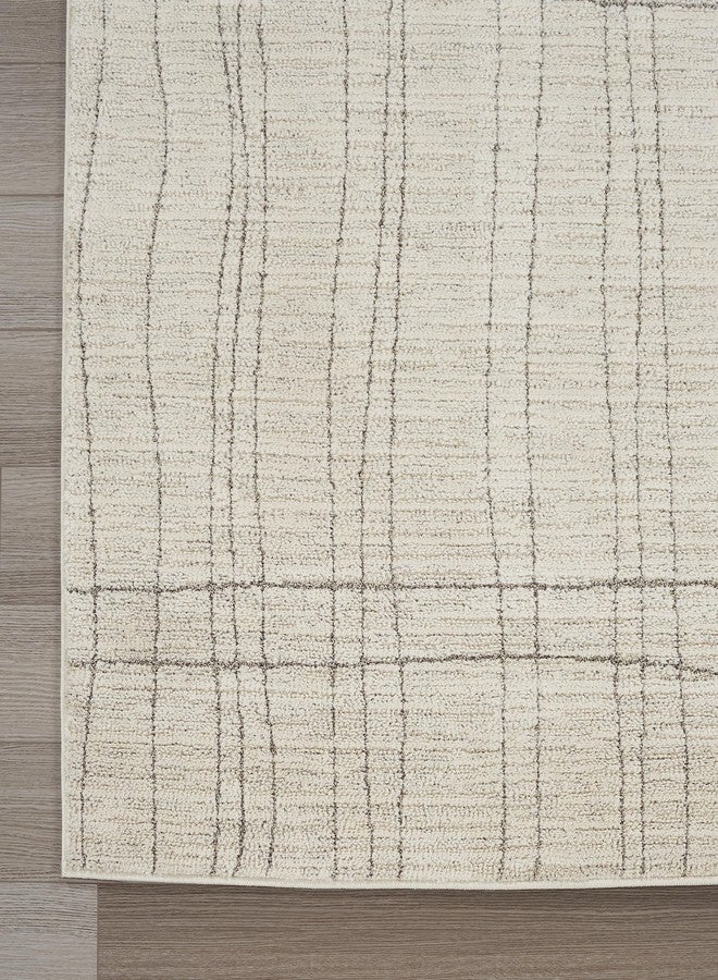 Nourison Home Santa Cruz Abstract Ivory Grey 2'2" x 7'6 Area Rug, Easy-Cleaning, Non Shedding, Bed Room, Living Room, Dining Room, Kitchen (2x8) - Image 3
