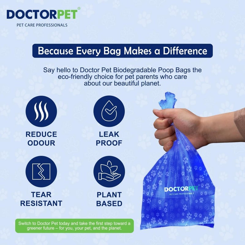 DoctorPet Biodegradable Poop Bags Lavender Scent with Dispenser - Leak-Proof, Plant-Based, Tear-Resistant, Odour-Reducing 18 Pcs - Image 5