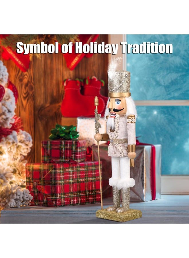 ArlinaL Wooden Christmas Soldier Nutcracker Decorations, 15 Inch Nutcracker Figure Christmas Decor for Shelves and Tables (Gold) - Image 4