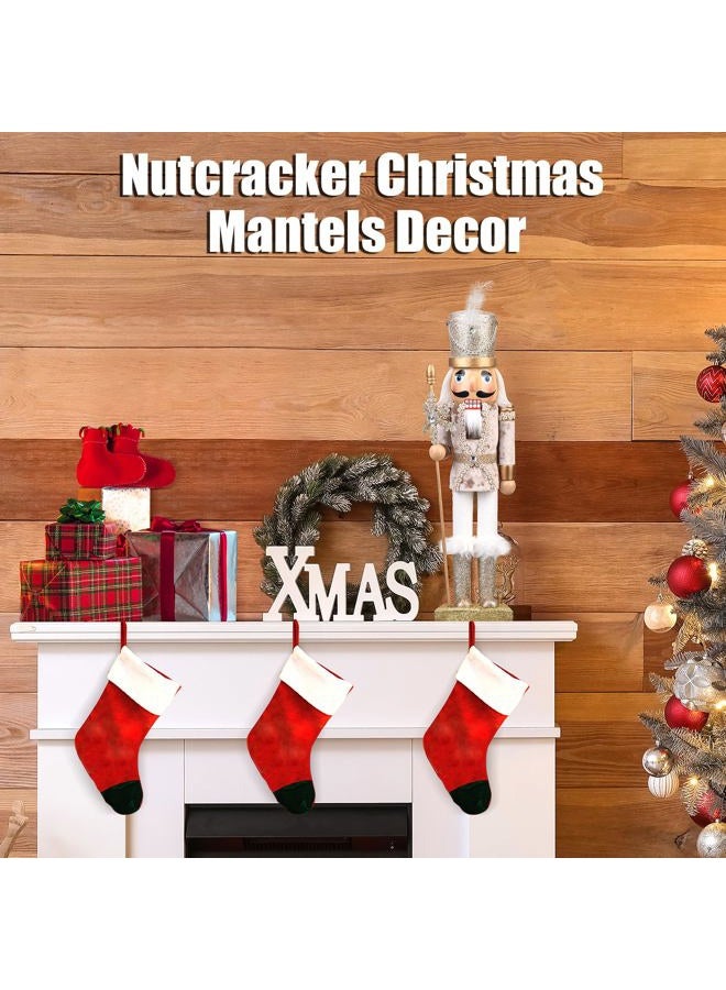 ArlinaL Wooden Christmas Soldier Nutcracker Decorations, 15 Inch Nutcracker Figure Christmas Decor for Shelves and Tables (Gold) - Image 3